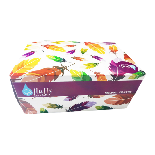 FLUFFY Tissues - Popup Facial Tissue Paper 300 Sheets -28 Boxed Tissue